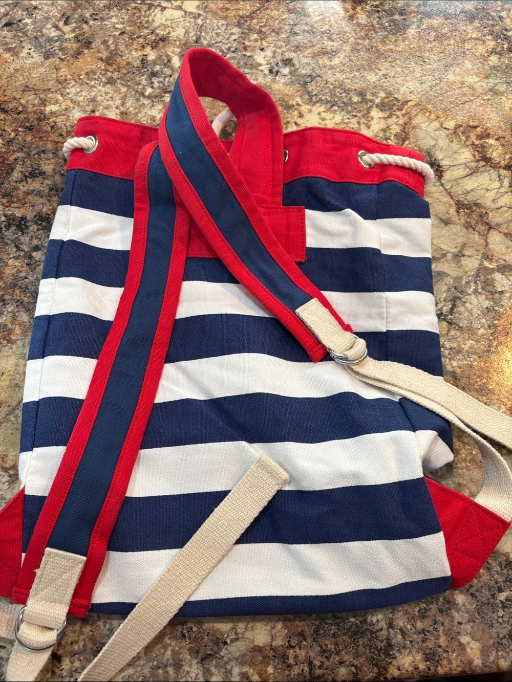 Nautical Stripe Backpack with Rope Drawstring - Picture 6 of 8